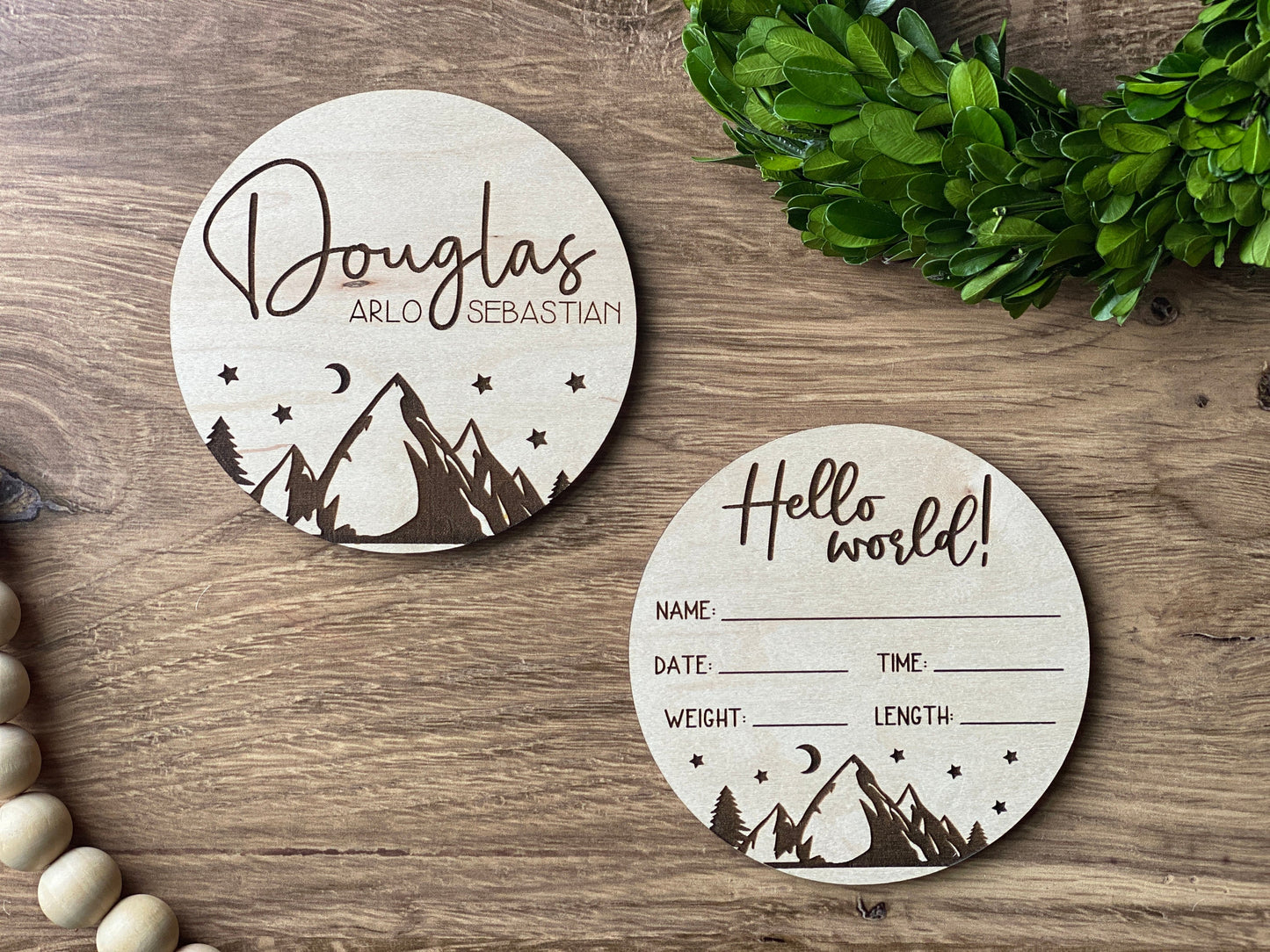 Personalized Mini Name Round AND Hello World SET -Mountain Theme  my