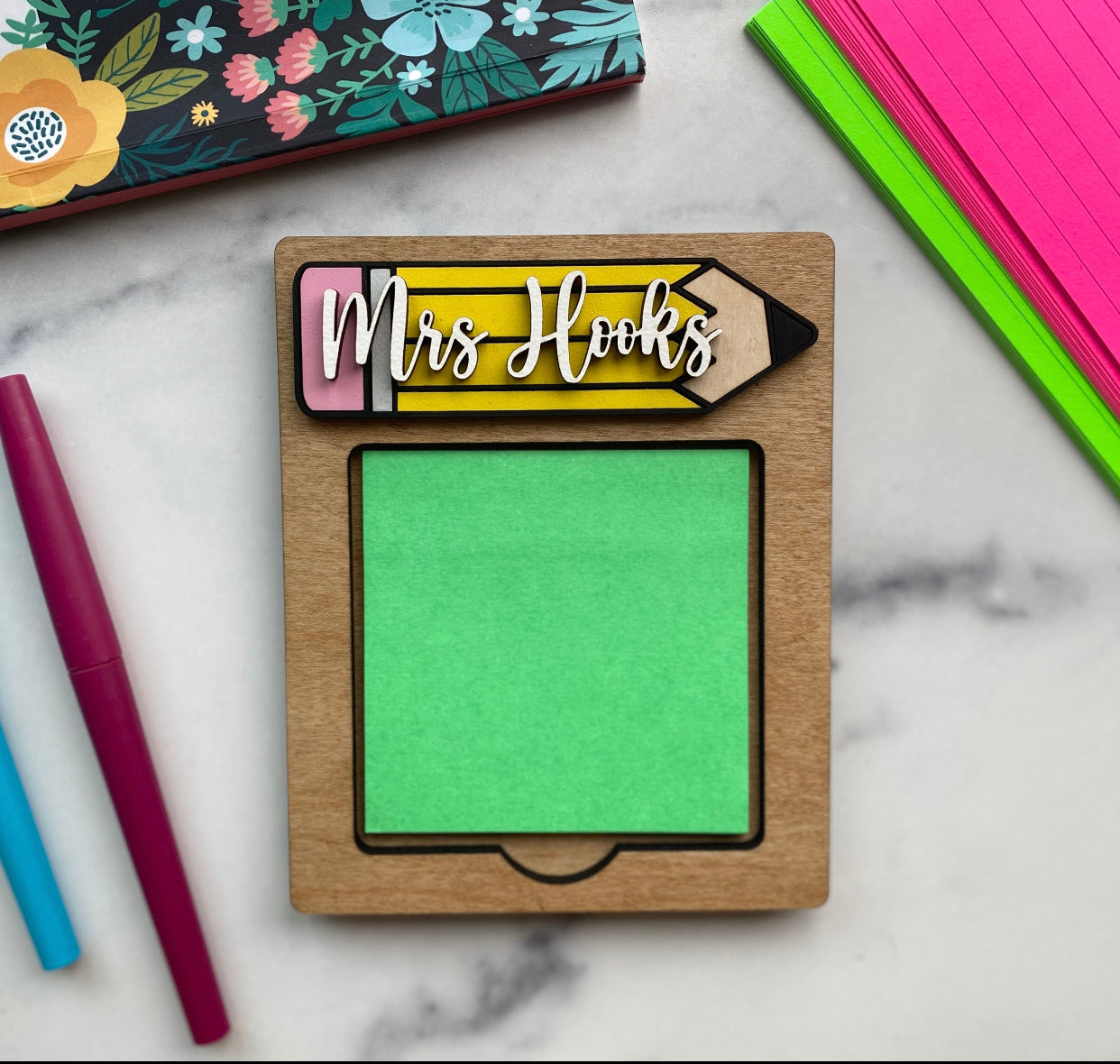Teacher Sticky Note Holder, Personalized Sticky Note Holder, Teacher Appreciation Gifts